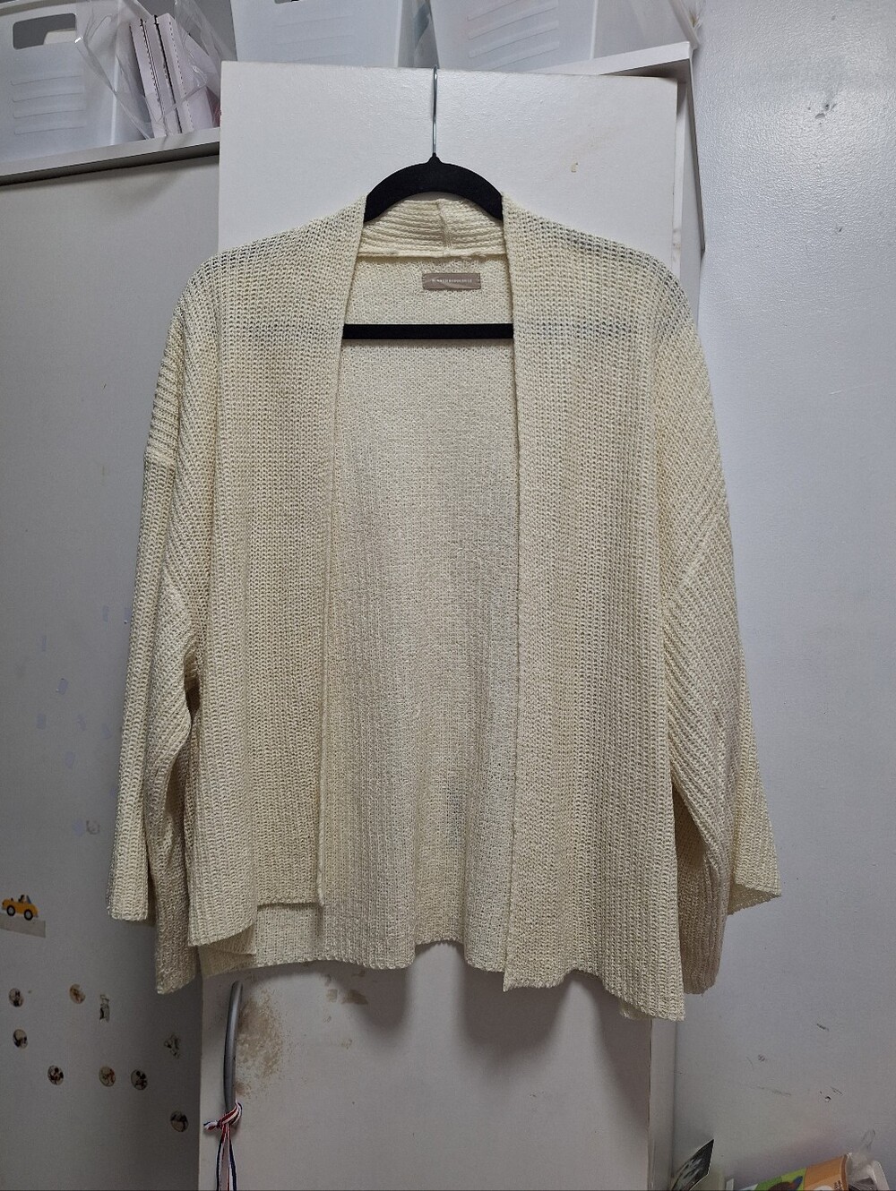 Anthropologie Open-Front Cream Knit Cardigan